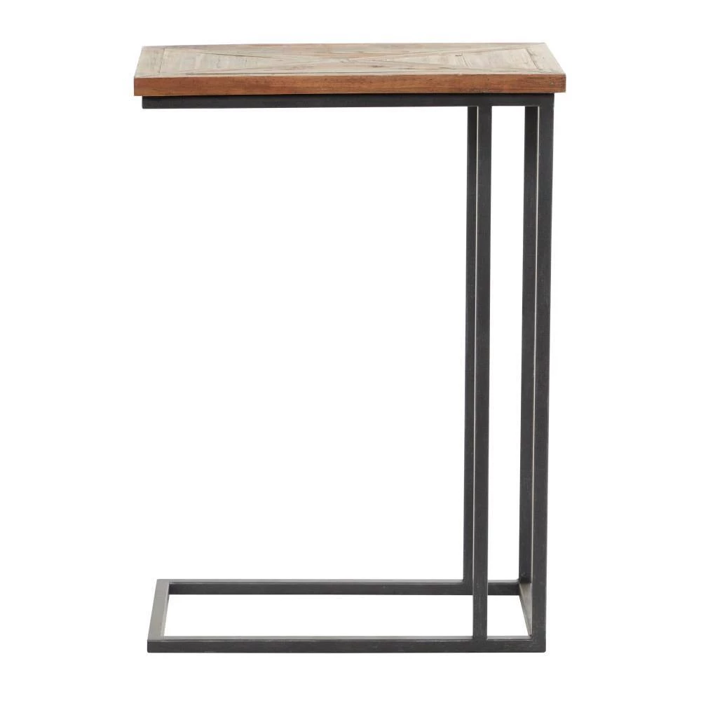 11 in. Black Rectangle Wood C-Shaped End Table with Brown Top by Litton Lane 7 11 in. Black Rectangle Wood C-Shaped End Table with Brown Top by Litton Lane - Image 5