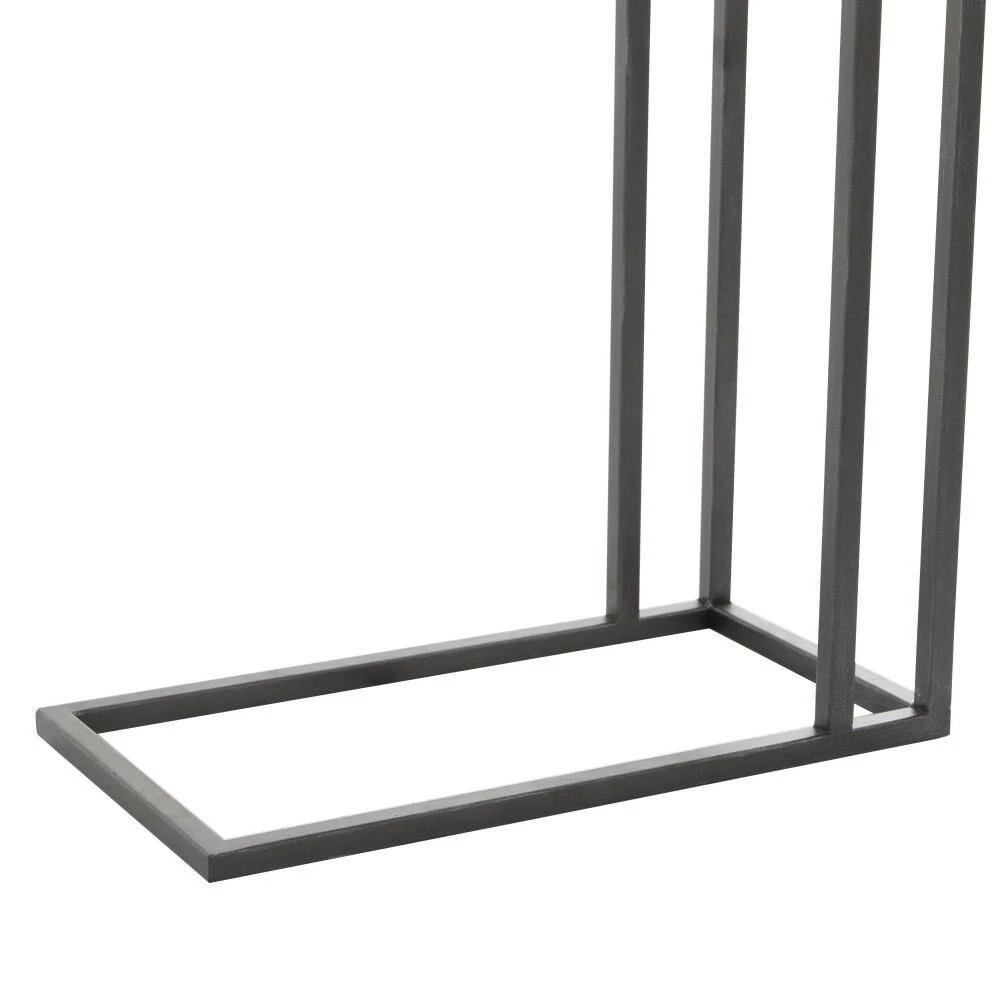 11 in. Black Rectangle Wood C-Shaped End Table with Brown Top by Litton Lane 4 11 in. Black Rectangle Wood C-Shaped End Table with Brown Top by Litton Lane - Image 2