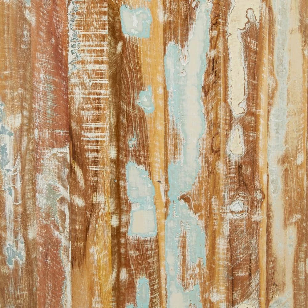 24 in. Brown Round Wood Handmade Distressed End Table with Black Metal Hairpin Legs by Litton Lane 6 24 in. Brown Round Wood Handmade Distressed End Table with Black Metal Hairpin Legs by Litton Lane - Image 4