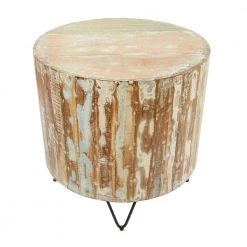 24 in. Brown Round Wood Handmade Distressed End Table with Black Metal Hairpin Legs by Litton Lane 14 24 in. Brown Round Wood Handmade Distressed End Table with Black Metal Hairpin Legs by Litton Lane -Outlet Litton Lane Store brown litton lane end side tables 042736 c3 1000