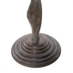 18 in. Brown Round Wood Handmade Intricately Carved Floral End Table with Spiral Leg and Elevated Base by Litton Lane -Outlet Litton Lane Store brown litton lane end side tables 31888 4f 1000