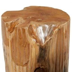 12 in. Brown Round Teak Wood Handmade Live Edge Tree Stump End Table by Litton Lane -Outlet Litton Lane Store brown litton lane end side tables 37908 1f 1000