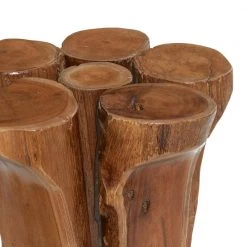 16 in. Brown Round Teak Wood Handmade Live Edge Wood Stump End Table by Litton Lane -Outlet Litton Lane Store brown litton lane end side tables 37923 1f 1000