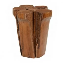16 in. Brown Round Teak Wood Handmade Live Edge Wood Stump End Table by Litton Lane -Outlet Litton Lane Store brown litton lane end side tables 37923 4f 1000