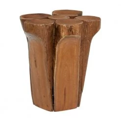 16 in. Brown Round Teak Wood Handmade Live Edge Wood Stump End Table by Litton Lane