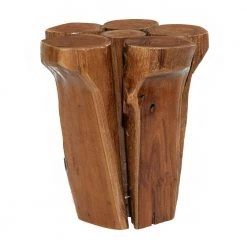 16 in. Brown Round Teak Wood Handmade Live Edge Wood Stump End Table by Litton Lane -Outlet Litton Lane Store brown litton lane end side tables 37923 66 1000