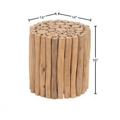 14 in. Brown Cylinder Wood Handmade End Table with Stick Cluster Design by Litton Lane -Outlet Litton Lane Store brown litton lane end side tables 38411 40 1000