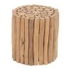 14 in. Brown Cylinder Wood Handmade End Table with Stick Cluster Design by Litton Lane