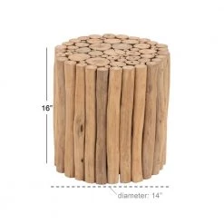 14 in. Brown Cylinder Wood Handmade End Table with Stick Cluster Design by Litton Lane -Outlet Litton Lane Store brown litton lane end side tables 38411 c3 1000
