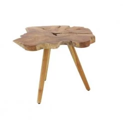 25 in. Brown Round Wood Handmade Live Edge End Table with Tripod Legs by Litton Lane -Outlet Litton Lane Store brown litton lane end side tables 38420 4f 1000
