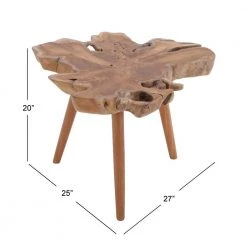25 in. Brown Round Wood Handmade Live Edge End Table with Tripod Legs by Litton Lane -Outlet Litton Lane Store brown litton lane end side tables 38420 c3 1000