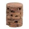 14 in. Brown Cylinder Wood Handmade Live Edge End Table with Brick Inspired Design by Litton Lane -Outlet Litton Lane Store brown litton lane end side tables 38428 64 1000