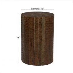 12 in. Brown Cylinder Teak Wood Intricately Carved End Table by Litton Lane 11 12 in. Brown Cylinder Teak Wood Intricately Carved End Table by Litton Lane -Outlet Litton Lane Store brown litton lane end side tables 42062 76 1000