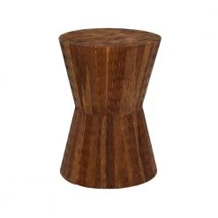 13 in. Brown Geometric Teak Wood Intricately Carved End Table by Litton Lane