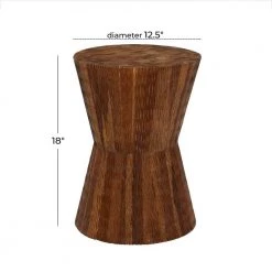13 in. Brown Geometric Teak Wood Intricately Carved End Table by Litton Lane -Outlet Litton Lane Store brown litton lane end side tables 42063 76 1000