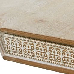 28 in. Brown Hexagon Wood Handmade Intricately Carved End Table by Litton Lane -Outlet Litton Lane Store brown litton lane end side tables 43370 77 1000