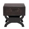 16 in. Brown Square Wood Vintage Faux Leather Single Drawer End Table with Curved Style Leg Stand by Litton Lane -Outlet Litton Lane Store brown litton lane end side tables 55744 64 1000