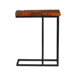21 in. Brown Rectangle Wood Live Edge Top End Table with Black Metal Base by Litton Lane -Outlet Litton Lane Store brown litton lane end side tables 71471 66 1000