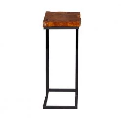 21 in. Brown Rectangle Wood Live Edge Top End Table with Black Metal Base by Litton Lane -Outlet Litton Lane Store brown litton lane end side tables 71471 c3 1000