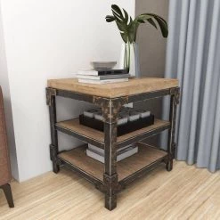26 in. Brown Square Wood 2 Shelf End Table by Litton Lane -Outlet Litton Lane Store brown litton lane end side tables 85998 1f 1000