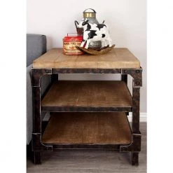 26 in. Brown Square Wood 2 Shelf End Table by Litton Lane -Outlet Litton Lane Store brown litton lane end side tables 85998 31 1000