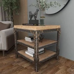 26 in. Brown Square Wood 2 Shelf End Table by Litton Lane -Outlet Litton Lane Store brown litton lane end side tables 85998 4f 1000
