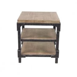 26 in. Brown Square Wood 2 Shelf End Table by Litton Lane