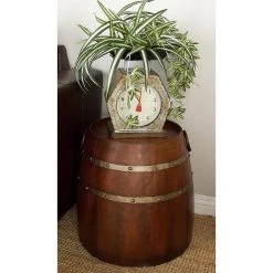 20 in. Brown Round Wood Wine Barrel End Table by Litton Lane -Outlet Litton Lane Store brown litton lane end side tables 93895 31 1000