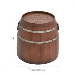 20 in. Brown Round Wood Wine Barrel End Table by Litton Lane -Outlet Litton Lane Store brown litton lane end side tables 93895 76 1000