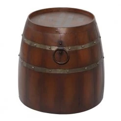 20 in. Brown Round Wood Wine Barrel End Table by Litton Lane -Outlet Litton Lane Store brown litton lane end side tables 93895 e1 1000