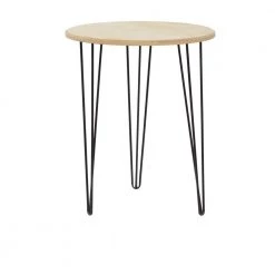 18 in. Brown Round Wood End Table with Black Metal Hairpin Legs by Litton Lane -Outlet Litton Lane Store brown litton lane end side tables 94618 1f 1000