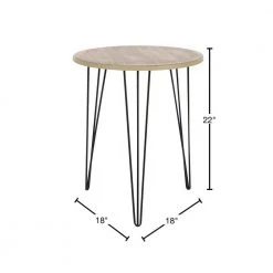 18 in. Brown Round Wood End Table with Black Metal Hairpin Legs by Litton Lane -Outlet Litton Lane Store brown litton lane end side tables 94618 40 1000