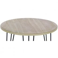 18 in. Brown Round Wood End Table with Black Metal Hairpin Legs by Litton Lane -Outlet Litton Lane Store brown litton lane end side tables 94618 44 1000