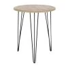 18 in. Brown Round Wood End Table with Black Metal Hairpin Legs by Litton Lane