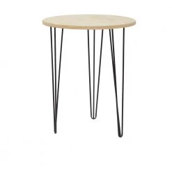18 in. Brown Round Wood End Table with Black Metal Hairpin Legs by Litton Lane -Outlet Litton Lane Store brown litton lane end side tables 94618 c3 1000