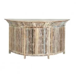 Brown Reclaimed Wood Semi Circle Shaped Liquor Storage 1 Drawer and 2 Doors Bar with Bottle Racks by Litton Lane -Outlet Litton Lane Store brown litton lane home bars 29425 66 1000