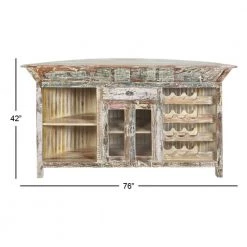 Brown Reclaimed Wood Semi Circle Shaped Liquor Storage 1 Drawer and 2 Doors Bar with Bottle Racks by Litton Lane -Outlet Litton Lane Store brown litton lane home bars 29425 c3 1000