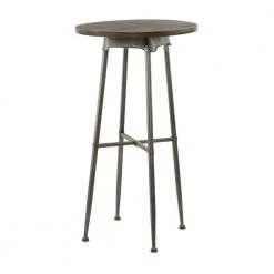 24 in. Gray Round Wood Bar Height End Table with Brown Top by Litton Lane
