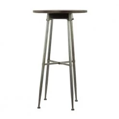 24 in. Gray Round Wood Bar Height End Table with Brown Top by Litton Lane -Outlet Litton Lane Store brown litton lane kitchen dining tables 042746 66 1000
