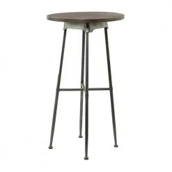 24 in. Gray Round Wood Bar Height End Table with Brown Top by Litton Lane -Outlet Litton Lane Store brown litton lane kitchen dining tables 042746 c3 1000