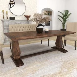 84 in. Brown Rectangle Wood Rustic Dining Table by Litton Lane -Outlet Litton Lane Store brown litton lane kitchen dining tables 62943 44 1000