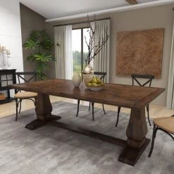 84 in. Brown Rectangle Wood Rustic Dining Table by Litton Lane -Outlet Litton Lane Store brown litton lane kitchen dining tables 62943 4f 1000