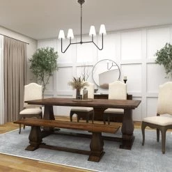 84 in. Brown Rectangle Wood Rustic Dining Table by Litton Lane -Outlet Litton Lane Store brown litton lane kitchen dining tables 62943 76 1000