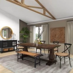 84 in. Brown Rectangle Wood Rustic Dining Table by Litton Lane -Outlet Litton Lane Store brown litton lane kitchen dining tables 62943 fa 1000