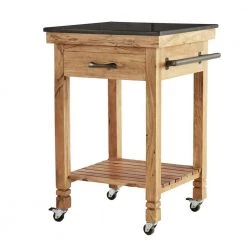 35 in. Brown Wood Coastal Style Kitchen Cart by Litton Lane