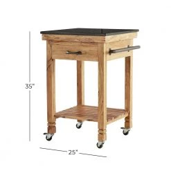 35 in. Brown Wood Coastal Style Kitchen Cart by Litton Lane -Outlet Litton Lane Store brown litton lane kitchen prep tables 22812 76 1000