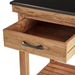 35 in. Brown Wood Coastal Style Kitchen Cart by Litton Lane -Outlet Litton Lane Store brown litton lane kitchen prep tables 22812 fa 1000