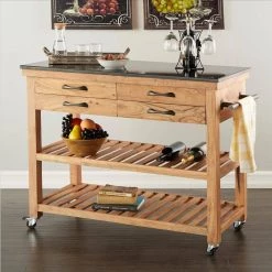 36 in. Brown Wood Coastal Style Kitchen Cart by Litton Lane -Outlet Litton Lane Store brown litton lane kitchen prep tables 22813 31 1000