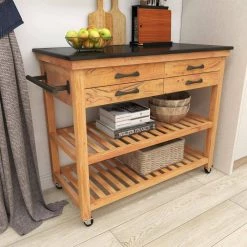 36 in. Brown Wood Coastal Style Kitchen Cart by Litton Lane -Outlet Litton Lane Store brown litton lane kitchen prep tables 22813 44 1000