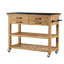 36 in. Brown Wood Coastal Style Kitchen Cart by Litton Lane